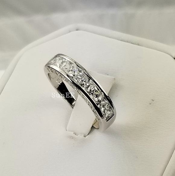 NEW REAL 925 HIS HERS WEDDING BAND RING SET - Picture 5 of 5